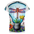 thumbnail image 6 of Floral Light Bulb Art Women's Blouse Short Sleeve Women's Top T-Shirt Spring Summer Clothes, 6 of 7