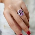 thumbnail image 4 of 10*14mm Princess CZ 925 Silver Band Women's White Pink Engagement Ring Size 6-10, 4 of 5