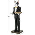 thumbnail image 3 of 26" x 64" White Resin Floor Waiter Dog Sculpture with Gold Bow Tie and Plate, by DecMode, 3 of 9