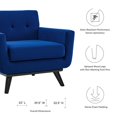thumbnail image 3 of Armchair Accent Chair, Blue Navy, Velvet, Modern Contemporary, Mid Century Living Hotel Lounge Cafe Lobby, 3 of 8