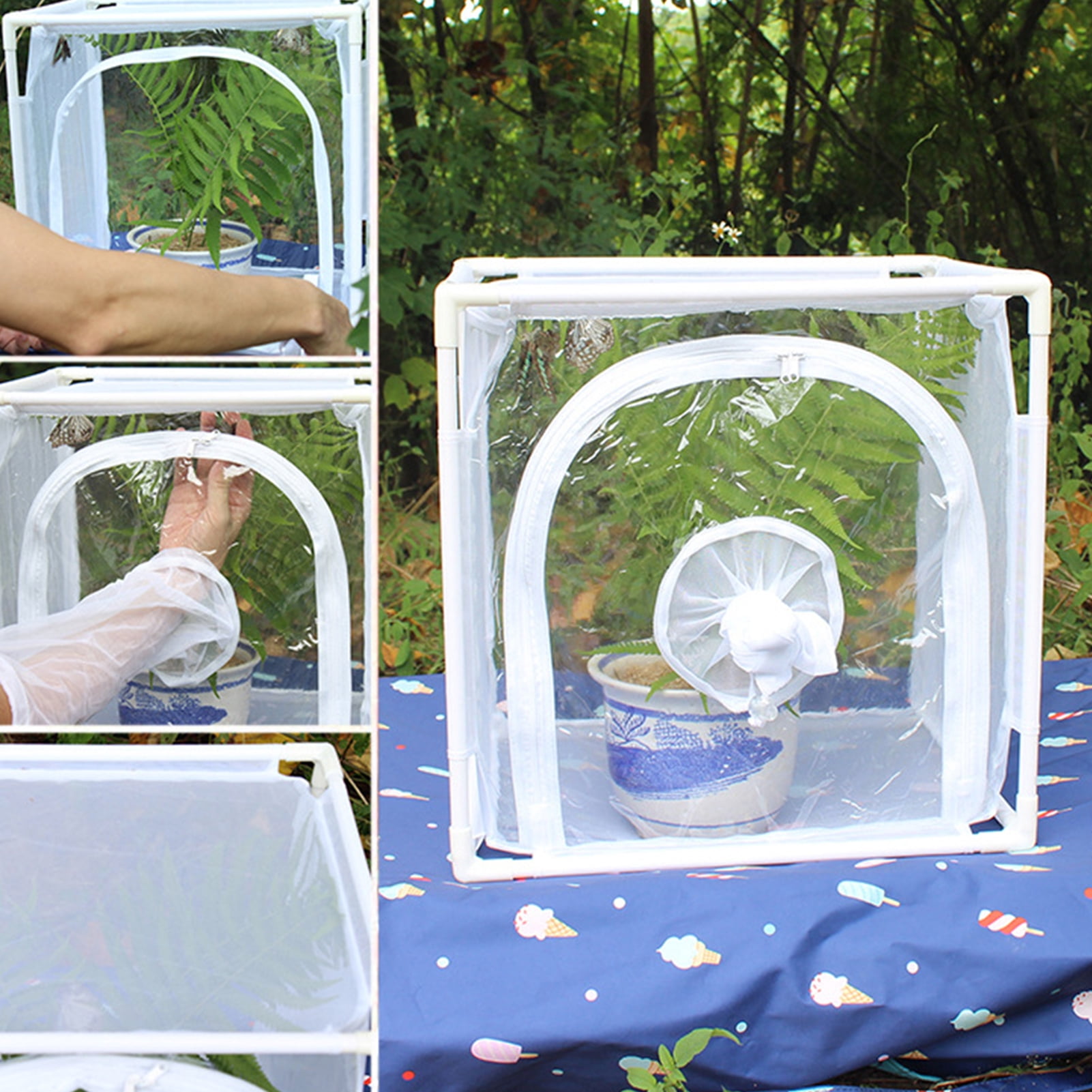 AYYUFE Mesh Cage Wear Resistant Collapsible PVC Plant Small Animal Observation Net Cage for Outdoor