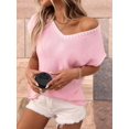 thumbnail image 4 of Suéter Sin Mangas para Mujer, Informal, con Cuello en V y Mangas , de Punto, Color Rosa, Talla M, 4 of 9