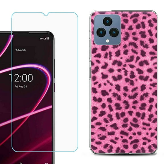 OneToughShield ® for T-Mobile Revvl 6x 5G Shockproof Phone Case, with Tempered Glass Screen Protector - Cheetah Pink