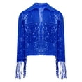 thumbnail image 3 of renvena Girls Disco Dance Jackets Sequins Fringed Long Sleeve Open Front Cardigan Birthday Party Tops Blue 10, 3 of 7