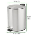thumbnail image 4 of mDesign Round Metal 1.3 Gal Step Trash Can, Lid, Removable Liner, Brushed/Chrome, 4 of 7