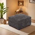 thumbnail image 2 of Ovios 32" Ottoman Seat Module for Modular Sectional Sofa Plush Corduroy Upholstery Cloud Coffee Table Footrest with Pillow for Living Room, Bedroom, Gray, 2 of 6
