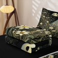 thumbnail image 5 of Erosebridal Boho Daisy Floral Zipper Twin Comforter Sets with Fitted Sheet and 2 Pillowcases, Cute Ghost Zipper Bedding Set for Boys Girls, Cream Dark Green, Black Reversible, 5 of 7