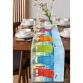 thumbnail image 4 of Summer Beach Table Runner 36 Inches, Retro Blue Green Coast Waves Oil Painting Bed Runner Dresser Scarves Tabletop for Indoor Outdoor Parties/Ceremony/Banquet, 13"x 36", 4 of 8