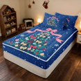 thumbnail image 3 of Manfei Green Zipper Full Size Comforter Sets with Fitted Sheet and 2 Pillowcases Xmas Tree Zipper Bedding Set, Green Gold, Xmas Reversible, 3 of 7