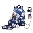 thumbnail image 4 of Mochila para niñas adolescentes, mochila para computadora portátil, juego de mochila con fiambrera, monedero de tres piezas, 4 of 5