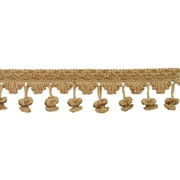 2" (5cm) Imperial Collection Scroll Gimp and Scalloped Loop onion Tassel Fringe Trim # NT2503,, Light Gold #LTG (Light Yellow Gold) Sold By The Yard (36"/3 ft/0.9m)