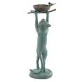 thumbnail image 4 of Cat with Bird Nest Verdigris Green Metal Birdfeeder, 4 of 5