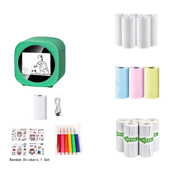 Smart AI Voice Sticker Printer, Kids Learning Toys Spark Imagination & Intellectual Development, Mini Thermal Label Printer With Display, Inkless Portable Sticker Maker, 8 Rolls Paper