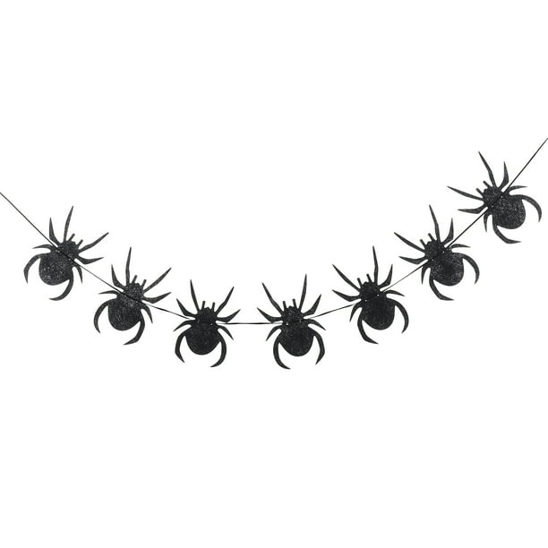KAKOWELY Banderín de araña negra de fieltro, banderín, decoración para fiestas de Halloween