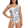 thumbnail image 1 of Musical Notes Monokini New Ruffle One Piece Swimsuit Female Sexy Swimwear Women Print Bathing Suit Musical Notes Music Black, 1 of 5