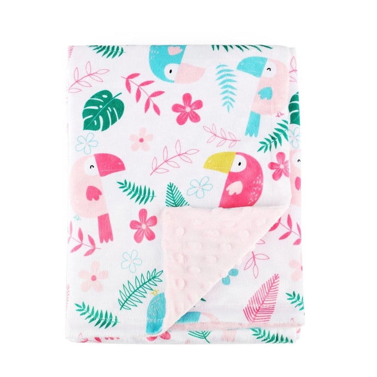 Boritar Baby Blanket/Crib Quilt with Minky Raised Dotted Super Soft Pink 30"x40" 