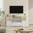 thumbnail image 5 of Yeshouse 72 Inch Farmhouse TV Stand, Wave Pattern Media Console with Glass Doors, Open Storage for Living Room, 5 of 7