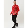 thumbnail image 4 of Camisa de lentejuelas brillantes para hombre ajustada de manga larga con botones para fiesta disco rojo M Lars Amadeus, 4 of 6