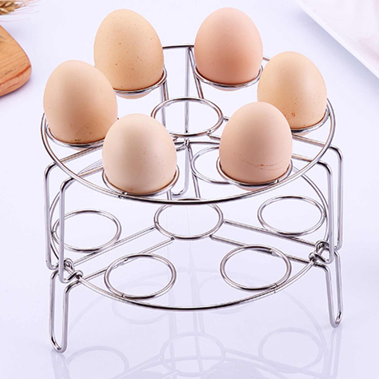 Joernso Stackable Egg Steamer Rack Space-saving Stainless Steel Instant Pot Egg Rack for Home