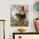thumbnail image 5 of Cuadro decorativo lienzo pintura gallo de granja cresta roja plumas marrones y blancas fondo madera desgastada, arte rústico campestre vertical, decoración para cocina, comedor y cabaña, 5 of 6