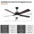 thumbnail image 4 of Ventiladore de Techo con Luz de 132CM, 52 Inch Ceiling Fan, Abanicos de Techo Montaje Empotrado con Control Remoto, 6 Velocidades, Luz LED de 3 Colores, 5 Cuchillas,Negro, 4 of 9