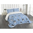 thumbnail image 3 of Ambesonne Cartoon Animal Quilted Bedspread Set 3 Pcs, Skating Penguins, Queen Size, Multicolor, 3 of 5