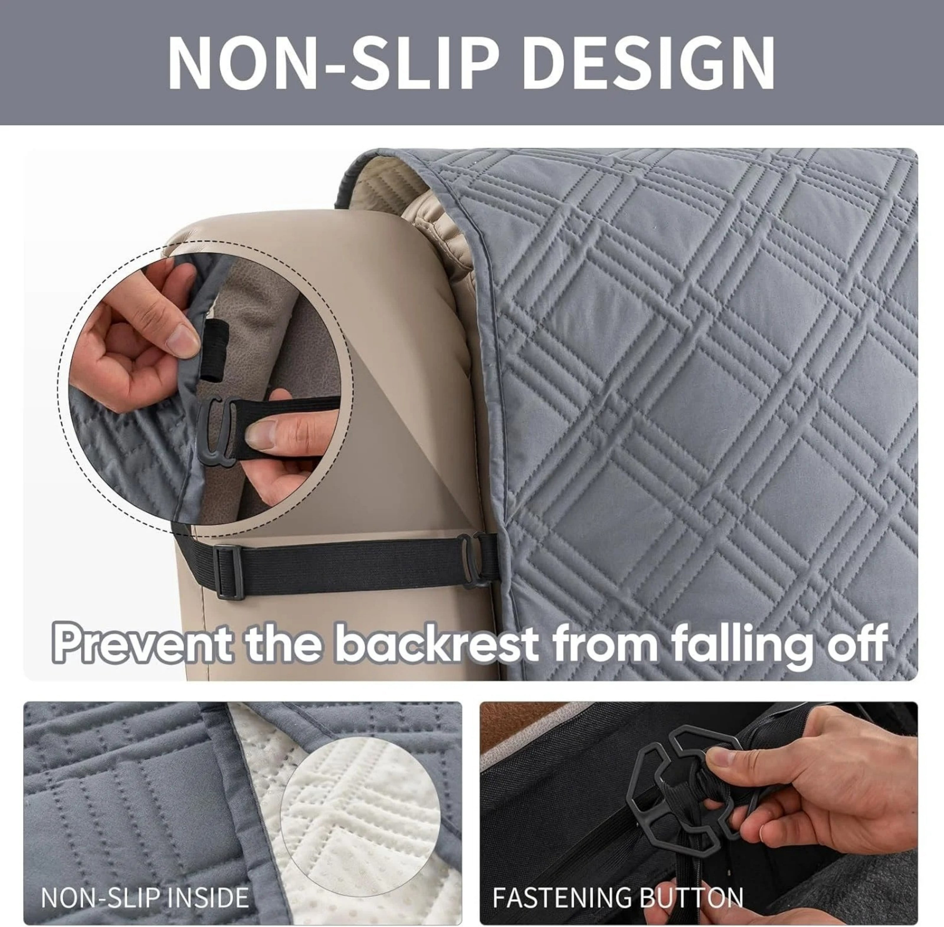 Lavish Cover 100% Waterproof Recliner Loveseat Cover, 2 Pieces Non-Slip Recliner Couch Slipcovers, Washable Furniture Protector with Pockets & Elastic Straps for Kids Pets, 2 Seaters, Light Gray