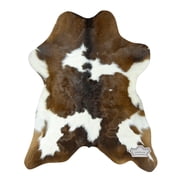 Brown And White Calf hide Rug, 3x2 ft, Genuine Leather, Natural Cowhide for Modern & Rustic Decor