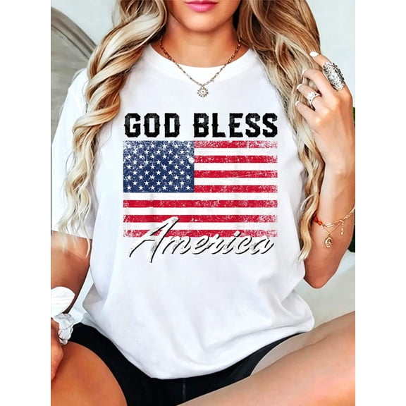 God Bless America USA Flag 4th of July Patriotic T-Shirt Small
