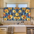 thumbnail image 5 of Ryvnso Flower Painting Curtains Sets Short Curtain Rod Pocket Half Window Cafe Farmhouse Tier 2 Panels 57"W x 24"L, 5 of 7