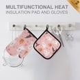 thumbnail image 4 of Yayeee Oven Mitts and Pot Holder Set of 4 Heat Resistant Kitchen Gloves Baking Hot Pad, Cute Pink Halloween, 4 of 5