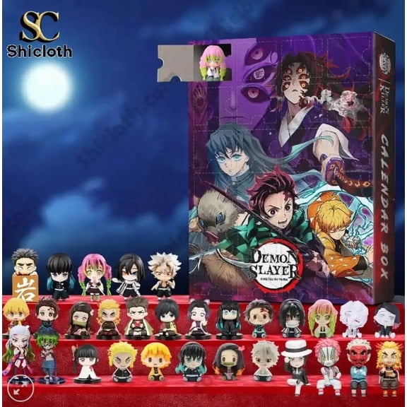 Demon Anime Slayer Character Advent Calendar, 24PCS Mini Figure Countdown Calendar Blind Box, Collectible Toy Set for Kids Teens, Holiday Christmas Gift