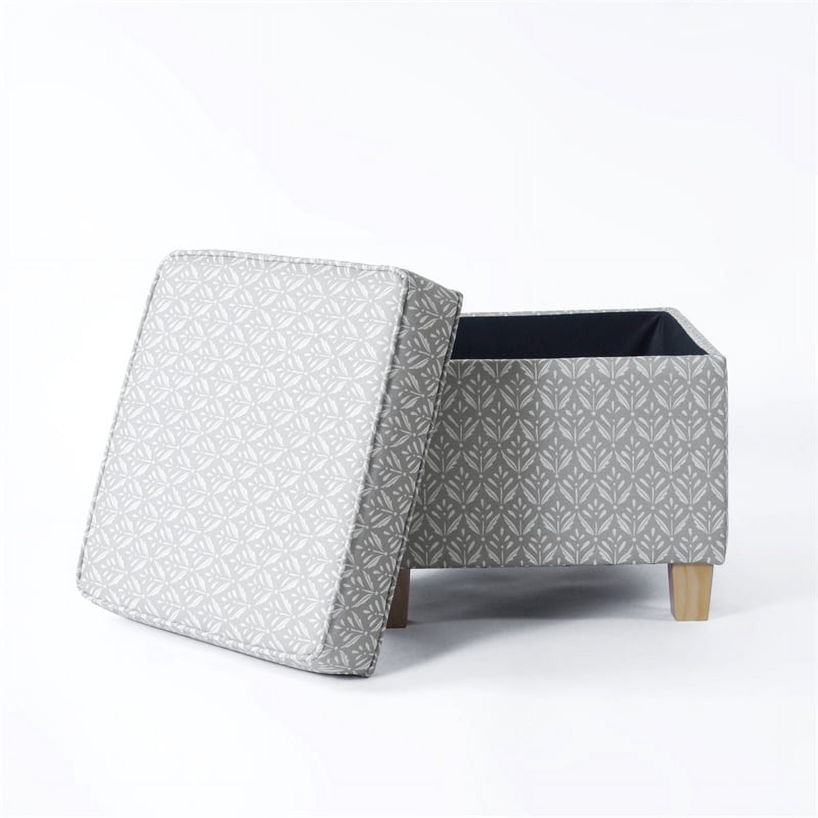 HomePop Square Storage Ottoman, Light Gray Print