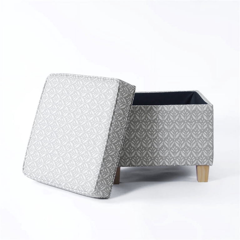 HomePop Square Storage Ottoman, Gray Diamond Print photo 6