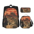 thumbnail image 1 of Easygdp 1860s Style American Cowboy Mochila para Niños y Niñas con Set de Caja de Almuerzo y Estuche para Lápices 3 en 1, Mochila Escolar Estampada para Adolescentes, 1 of 7