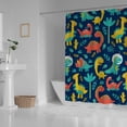 thumbnail image 3 of Coolnut Bath Shower Curtain Liners Leaves with Cute Dinosaurs 72x72in Polyester Waterproof with 12 Curtain Hooks, 3 of 6