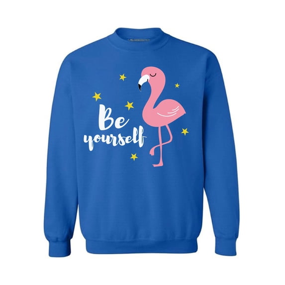 Awkward Styles Be Yourself Unisex Crewneck Pink Flamingo Crewneck for Him Flamingo Collection Pink Flamingo Crewneck for Women Funny Summer Sweater for Men Pink Flamingo Pink Flamingo Outfit