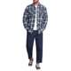 thumbnail image 2 of Camisas de hombre de ajuste slim con botones de manga larga a rayas en colores contrastantes con bolsillo en azul marino y blanco, 2 of 7