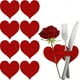 thumbnail image 1 of Manteles individuales de poliéster, decoraciones navideñas, 10 unidades, portacubiertos de fieltro rojo con forma de corazón para San Valentín, fundas para cubiertos, fundas para cuchillos y tenedores, 1 of 6