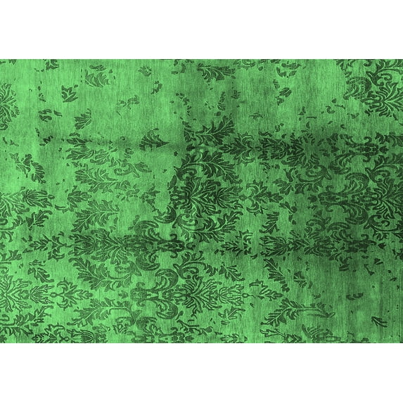 Ahgly Company Indoor Rectangle Oriental Emerald Green Industrial Area Rugs, 7' x 9'