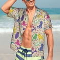 thumbnail image 4 of Uemuo Colorful Poodle Dog Printed Regular Fit Short Sleeve Casual Hawaiian Shirt for Men,Aloha shirt,Tropical shirt,Floral print shirt,Vacation Beach shirt-X-Large, 4 of 9