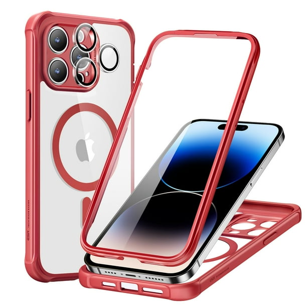 Funda de teléfono ESR para iPhone 14 Pro Max con vidrio templado rojo