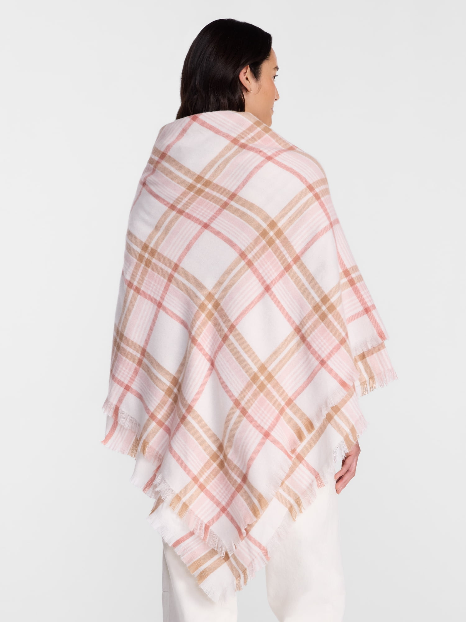 Time and Tru Women's Plaid Poncho with Clasp, Sizes S/M-L/XL