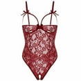 thumbnail image 3 of Kilaqueen Sexy Hollow Out Lingerie Bodysuit Adjustable Halter One-Piece Teddy Cut Out Babydoll Lingerie Floral Jumpsuit Suit Backless Nightwear, 3 of 9