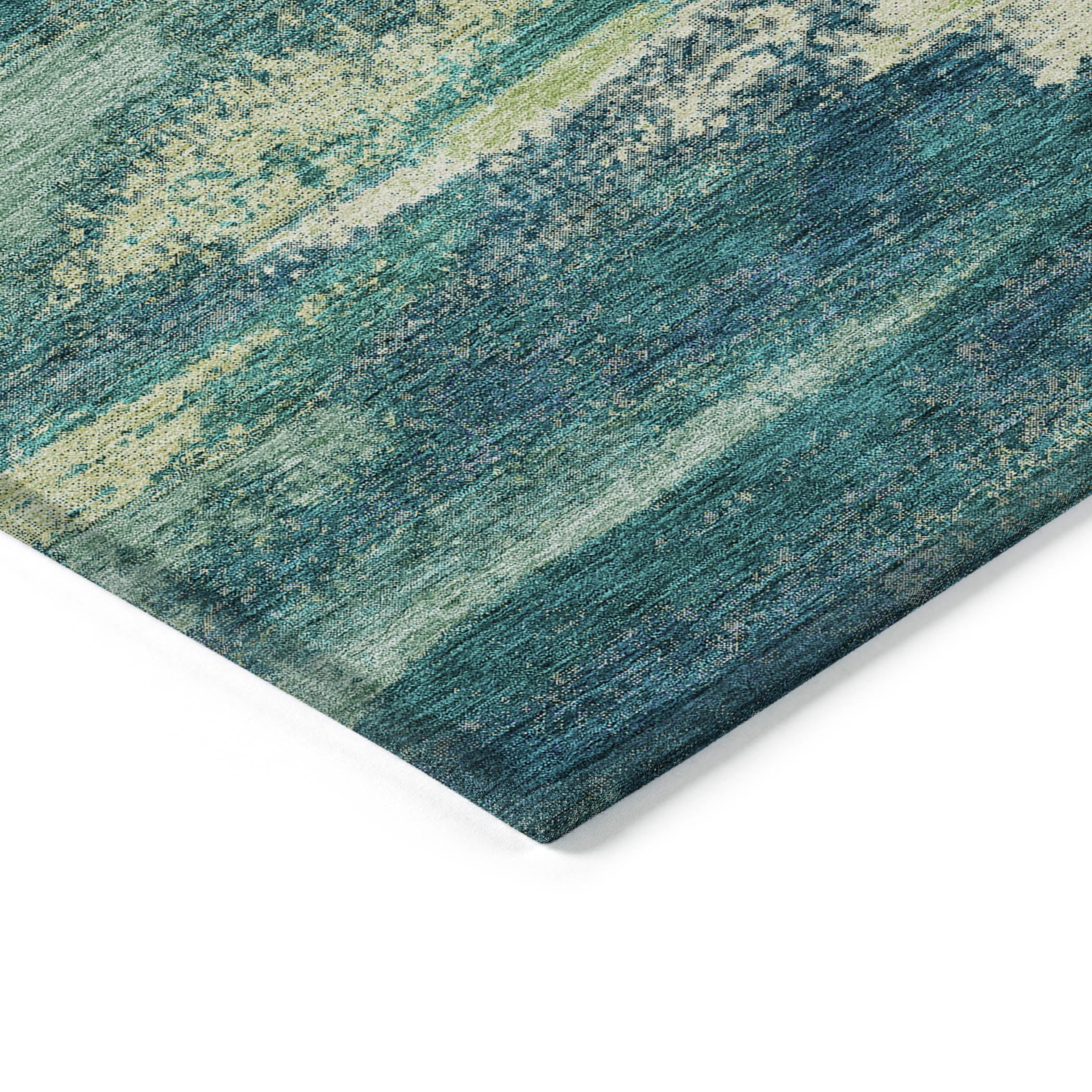 Addison Rugs Chantille Indoor/Outdoor Transitional Geometric, Abstract Emerald Washable Rectangle Rug, 2'6" x 3'10"