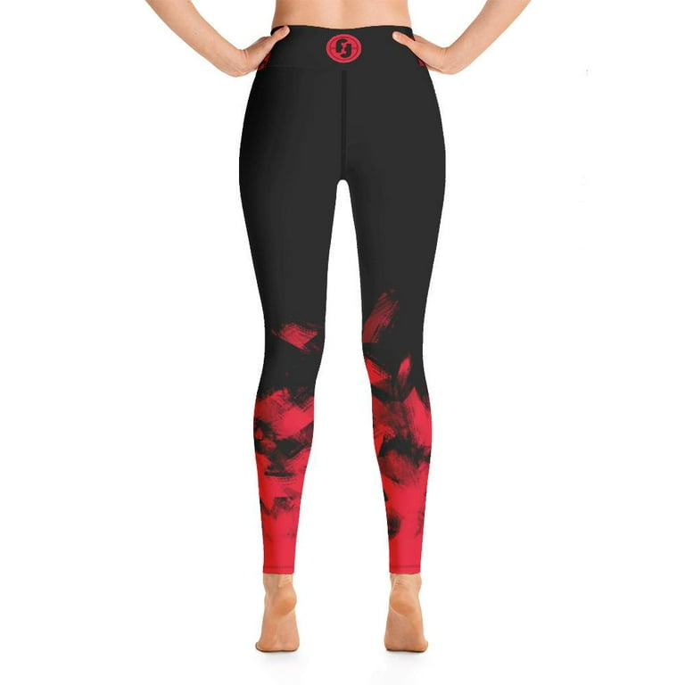 Fire Fit Designs Red on Black Capri Leggings for Women Butt Lift Yoga Pants  for Women Tummy Control Leggings High Waisted