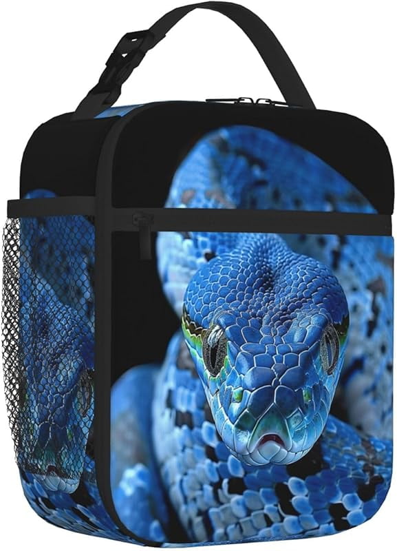 Snake Lunch Box Cool Blue Snake Lunch Bag Insulated Reusable Portable Lunch Tote Cooler Bag for Women Men Teens , Office Work Travel Lunchbox