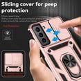 thumbnail image 3 of Galaxy S21 FE 5G Case,Dteck Shockproof Rubber Rugged Case Hybrid Hard Ring Holder Kickstand Slide Camera Lens Protector Cover for Samsung Galaxy S21 FE 5G,Rosegold, 3 of 8