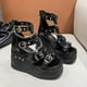 thumbnail image 2 of Amzcrzy Zapatos de mujer,Zapatos de mujer,Zapatillas de mujer, Sandalias de plataforma punk de verano para mujer, con punta abierta, hebilla de metal y cremallera trasera. Sandalias Mujer Zapatillas, 2 of 6