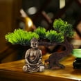 thumbnail image 3 of Figura de Buda, árbol artificial, adorno de escritorio creativo, bonsái decorativo Estilo B, 3 of 9